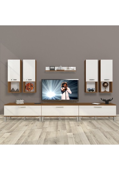 Decoraktiv Eko 8da Slm Krom Ayaklı Tv Ünitesi Tv Sehpası - Ceviz Beyaz Ahşap - Beyaz Decoraktiv Eko 8da Slm Krom Ayaklı Tv Ünitesi Tv Sehpası - Ceviz Beyaz Ahşap - Beyaz