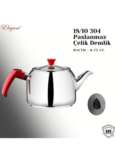 Mirage Mini Boy Bakalit Kulplu Çaydanlık Takımı - Kırmızı Kırmızı