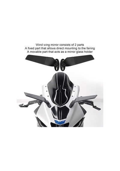 Motosiklet Aynası Yarasa Model Rüzgar Kanadı Uzun Model Siyah