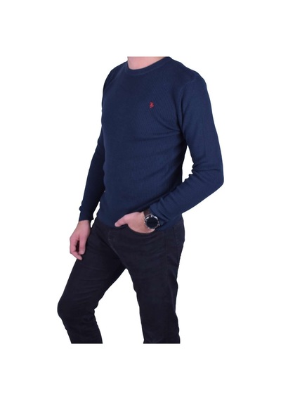 Ottomoda Erkek Lacivert Bisiklet Yaka Yarı Slim Kazak, Ot-Kzk-20001 Lacivert
