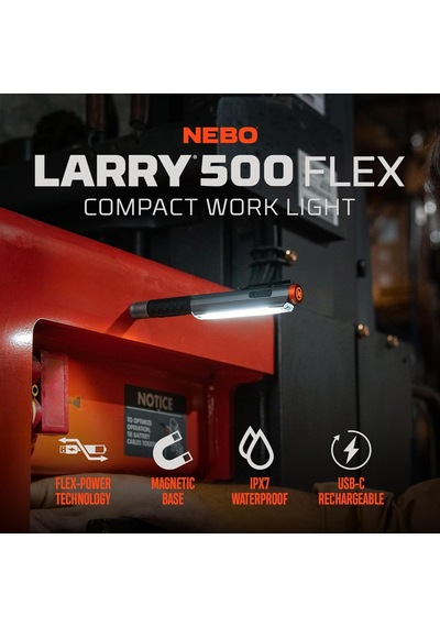 Lil Larry 500 Flex Şarj Edilebilir Çalışma Işığı - 500 Lümen Cob Led, Usb-c Şarj, Flex-power Pil Sistemi, Manyetik Taban, Ipx4 Suya Dayanıklı, Uçak Sınıfı Alüminyum