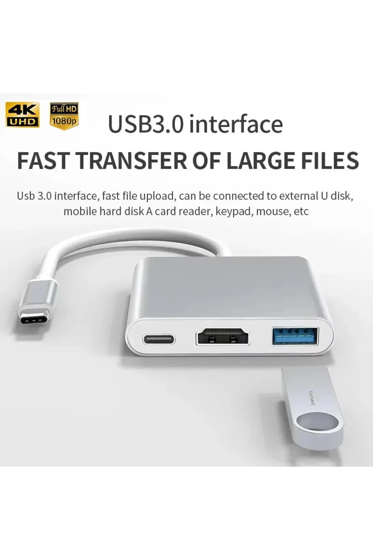 Hdmı Uyumlu 3 İn 1 Kablo Dönüştürücü Samsung Huawei İpad Mac Usb 3.1 Tip C Hdmı Uyumlu 4k Adaptör 001
