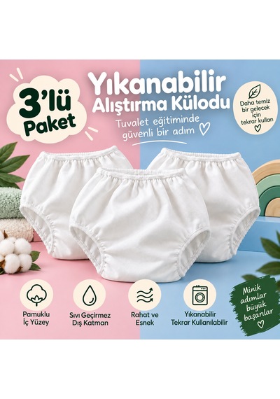 Alıştırma Külodu 3 Adet No.3 20-25 Kg. Beyaz