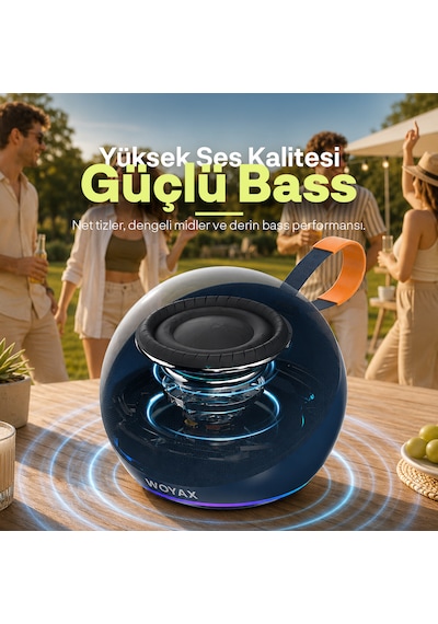Woyax Taşınabilir Bluetooth Hoparlör, 15w Kablosuz Küre Speaker, Ses Bombası Usb, Tws, 15w Güçlü Ses Bass Küçük Büyük Boy