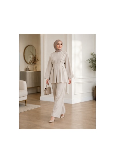 Unika Boutique Kadın Tesettür Takım Alt-üst İkili Takım Bej