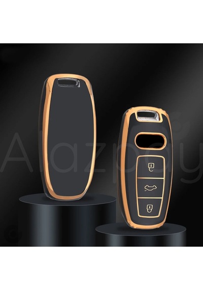 Audi A3 A4 A6 A7 A8 & B9 C8 4k D5 & S7 S8 & Q7 Q8 & E-tron Gold Kenar Tpu Anahtar Kılıfı Mavi