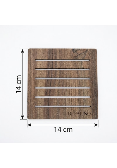 Doalino Premium Ahşap Bardak Altlığı Seti 6'lı Stantlı Park Your Drink Here Siyah