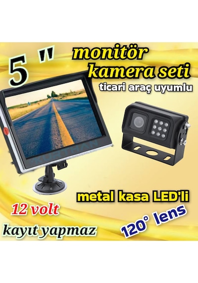 Kayıtsız 5 İnç Monitör Ve Metal Kasa Ledli Kamera 12 Volt