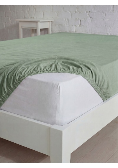 Tek Kişilik Pamuklu Lastikli Çarşaf, Ranforce Tek Kişilik Fitted Çarşaf 100x200+20 Cm Yeşil
