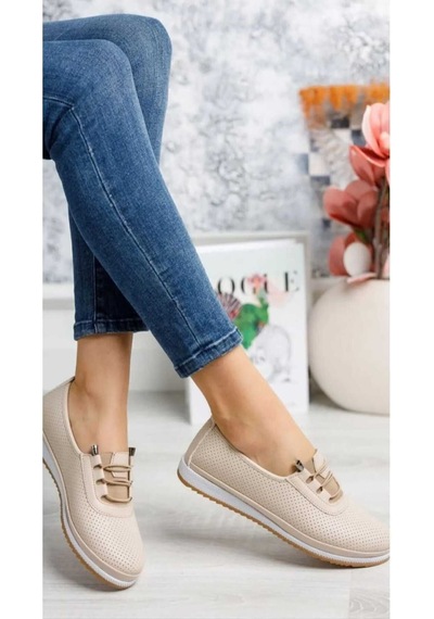 Modalendo Ayakkabı Kadın Krem Spor Babet Model:moda2 Krem