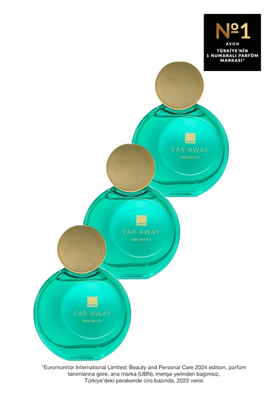 Far Away Infinity Kadın Parfüm Edp 50 Ml. Üçlü Paket Yeni Şişe Çiçek