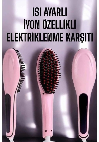 Siyah Seramik Fön Tarağı Saç Düzleştirici 5 Kademe Isı