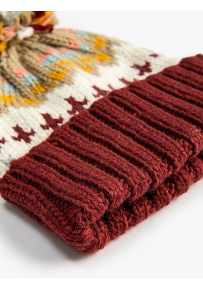Koton Örgü Bere Peluş Ponponlu Multıcolor 4wak50037aa 4WAK50037AAMIX Mavi