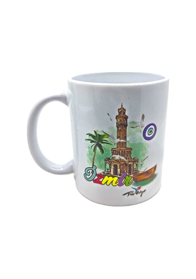 Porselen Kupa Bardak İzmir Ve İlçeleri Temalı Beyaz6