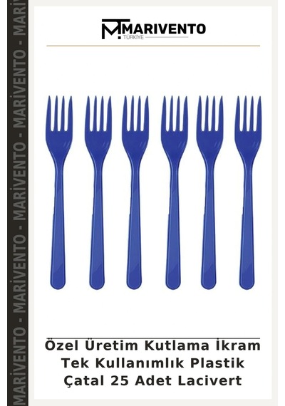 Özel Üretim Kutlama İkram Tek Kullanımlık Plastik Çatal 25 Adet Lacivert Diğer