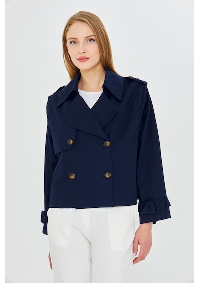 Pastelastore %100 Pamuk Gabardin Astarlı Oversize Geniş Kalıp Kadın Crop Kısa Trençkot 1122 Lacivert Pastelastore %100 Pamuk Gabardin Astarlı Oversize Geniş Kalıp Kadın Crop Kısa Trençkot 1122 Lacivert