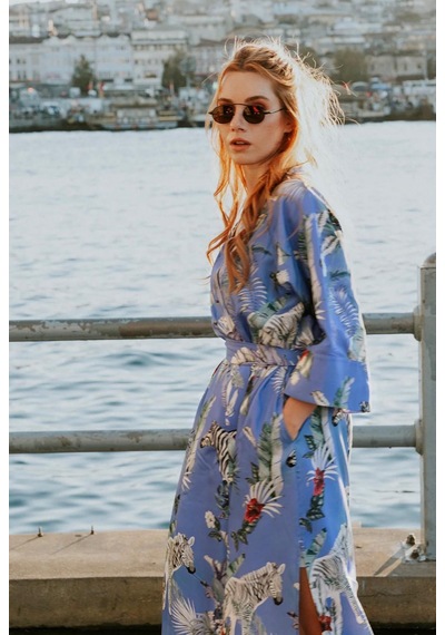 Elli2 Atlantis Zebra Kimono Mavi