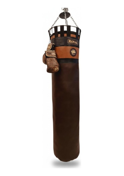 Silindir Kum Torbası 180x45 Cm Suni Deri Kahverengi