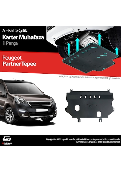 S-dizayn Peugeot Partner Tepee Çelik Karter Muhafaza Koruma 2008-2018 A+ Kalite