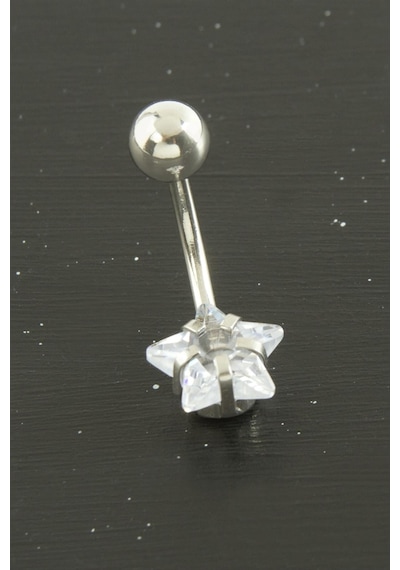 Zenviac456 Yıldız Zirkon Taşlı Çelik Piercing 1 Adet Zenviac45678 Gümüş Rengi
