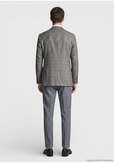 Ramsey Mürdüm Kareli Zeroweight Slim Fit Yün Karışımlı Ceket