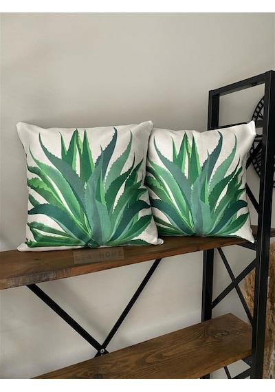 Aloe Vera Dekoratif 2'li Kırlent Kılıfı Seti