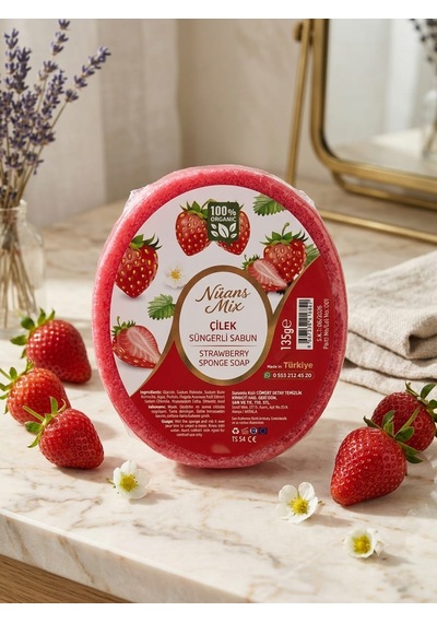 Doğal Handmade Süngerli Sabun, 135 Gr Çilek