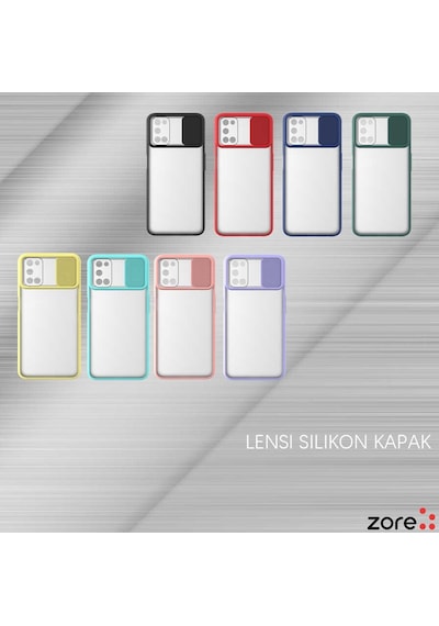 Noktaks - Oppo Uyumlu Oppo A92 - Kılıf Slayt Sürgülü Arkası Buzlu Lensi Kapak - Sarı