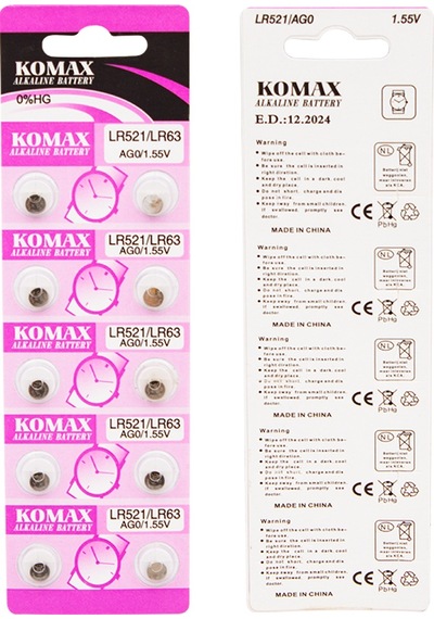 KOMAX AG-0 ALKALİN LR521/379 DÜĞME PİL (10LU PAKET)