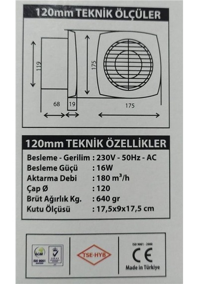 Nisa Luce 120 Mm Havalandırma Fanı