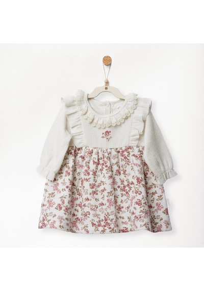 Andywawa Floral Dreams Kız Bebek Elbise Ac27006 Ekru