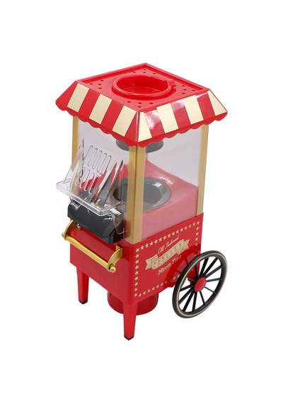 Tmp01 Retro Mısır Patlatma Makinesi Yağsız Ev Tipi Popcorn Makinesi 1200w Kırmızı Sinema Arabası Tasarımlı