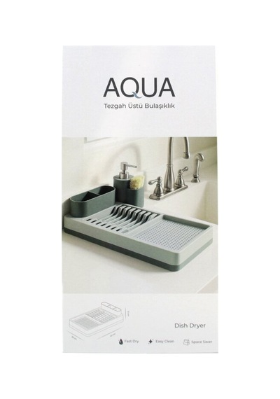 Aqua Om-0848 Tezgah Üstü Bulaşıklık 26x42x12cm Siyah Tabaklık Kaşıklık Gri - 6'li Paket Diğer