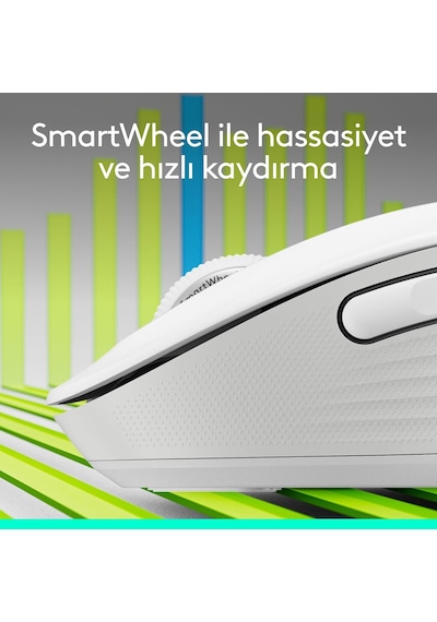 Signature M650 Kablosuz Mouse, Büyük Boy Sağ El İçin, Sessiz, 4000 Dpı, Bluetooth, Logi Bolt Usb Alıcı, 24 Ay Pil Ömrü, Beyaz