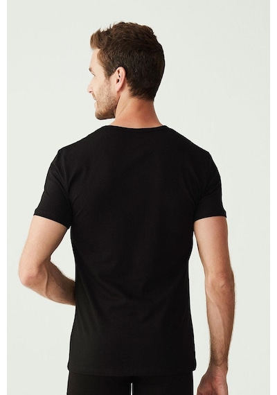 U.S. Polo Assn. U.s Polo Assn. 90001 Erkek Battal 2'li V Yaka T-shirt-siyah Siyah