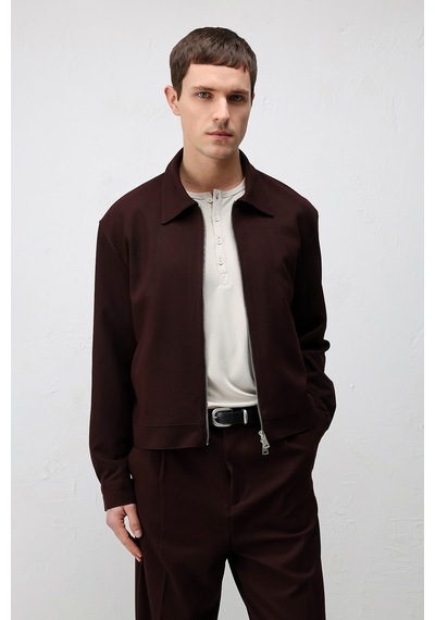 Antioch Relaxed Fit Fermuarlı Erkek Mont Bordo