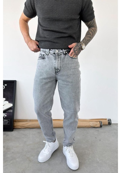 Açık Gri Basic Boyfriend Pantolon Açık Gri