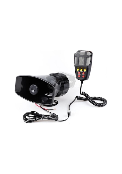 Her Araca Uyumlu  7 Sesli Güçlü Siren Korna Mikrofonlu Megafonlu 12v Polis Sireni 100w