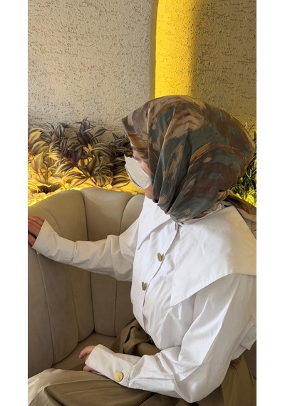 Qalortex Scarf Pamuklu Soft Lara Desen Eşarp-çimen Çimen