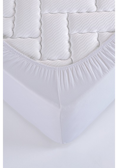 Penye-likralı Lastikli Çarşaf, 120 200 Tek Kişilik %100 Pamuk-elastan Örme Kumaş, 200 Gr/m² Beyaz