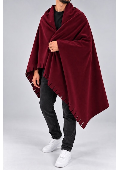 Parshey Polar Şal 70x170 Cm Unisex Sıcak Tutan Yumuşak Kenar Püsküllü Bordo