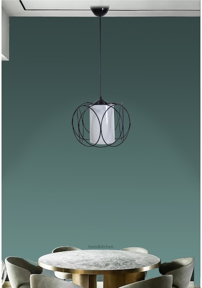 Trend Kitchen Olimpiyat Tekli Beyaz Mikalı Siyah Sarkıt Avize Siyah