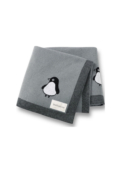 Kız Ve Erkek Bebek Için Triko Örgü Bebek Battaniyesi 85cm X85cm Gri Penguş Kgri2 Kgri2