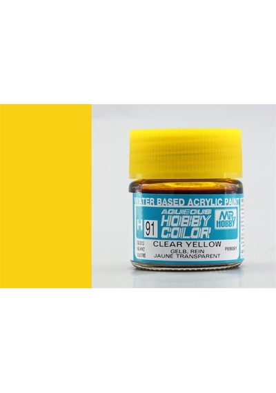 10 Ml. Clear Yellow Aqueous Serisi Maket Boyası, Mr.hobby H091 Standart