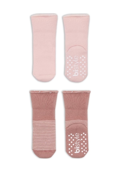 Akıllı Bayi 2'li Çemberli Kaymaz Havlu Soket Çorap 10503 Pudra Pembe Renkli