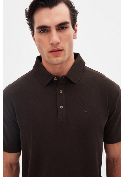 D's Damat Ds Damat Regular Fit Kahverengi Pike Dokulu T-shirt 4hc146551001m 201