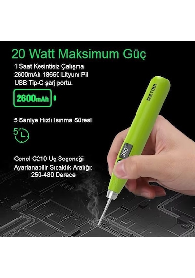 Atetool Ae720d 20w Pilli Kablosuz Kalem Havya