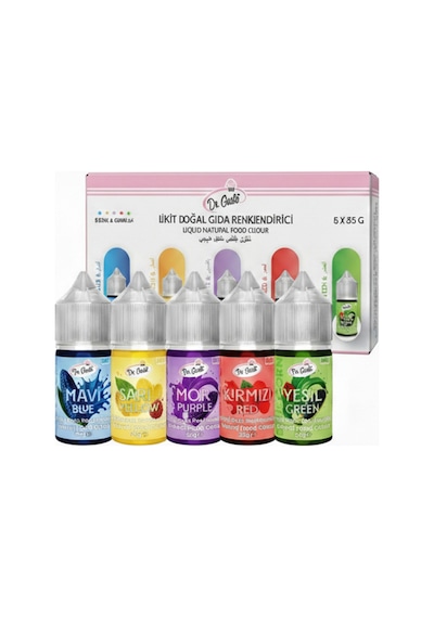 Doğal Sıvı Gıda Boyası 5x35 Gr Mavi Sarı Mor Kırmızı Yeşil