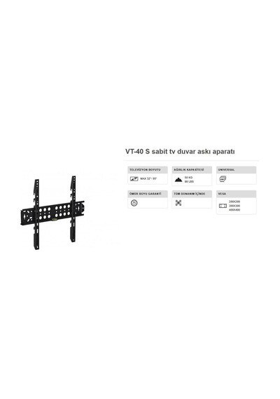 Vontech Vt 40s Tv Askı Aparatı 32-55 İnç Sabit 10x45 Cm