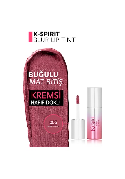 Flormar K-spirit Blur Lip Tint Blur Efektli & Nemlendirici Uzun Süre Kalıcı Ruj 005berrycloud